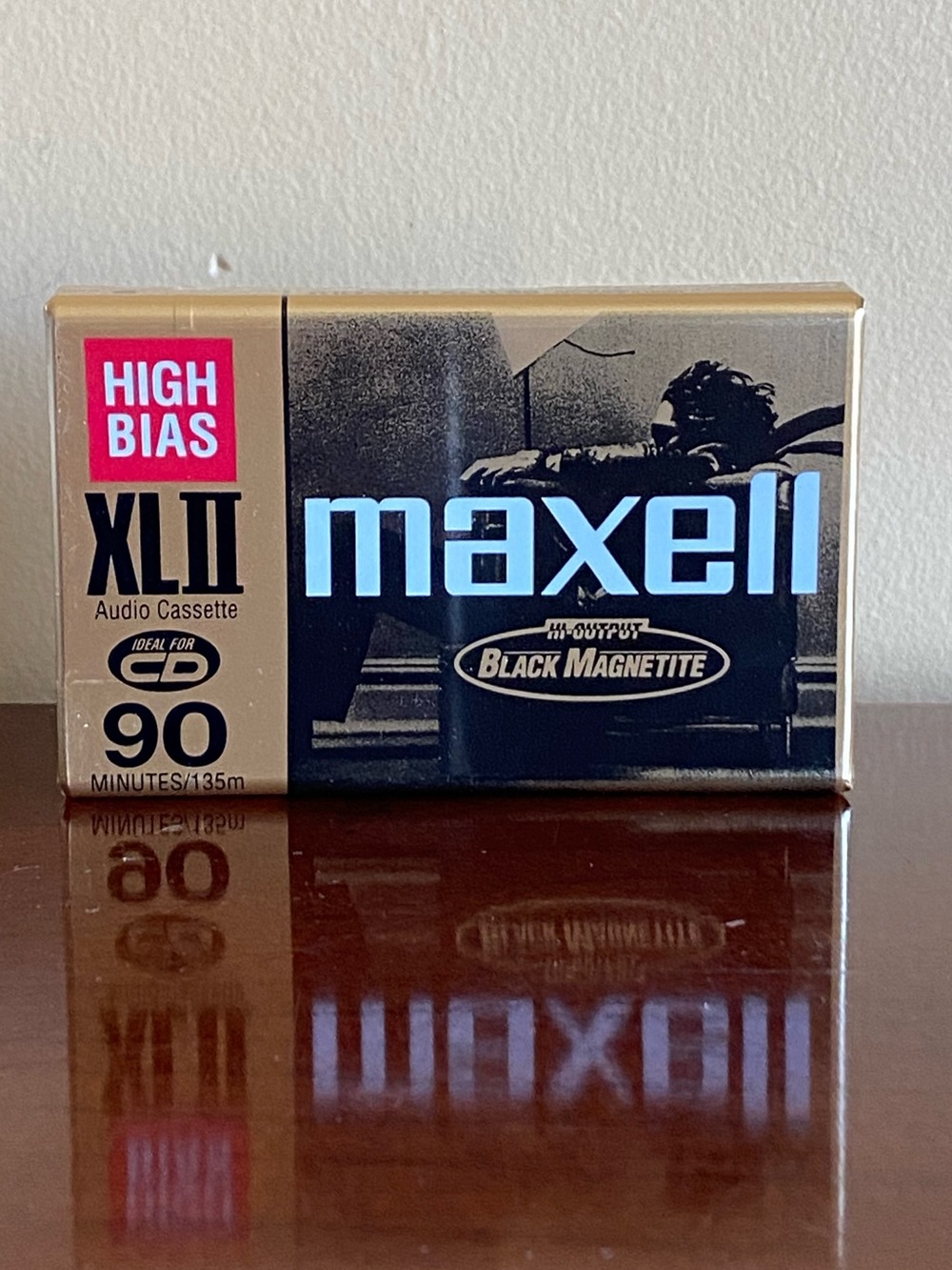 Maxell XLII High-Bias 90-Minute Audio Cassette — Black & Gold